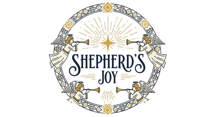 Circular graphic with winged figures heralding 'Shepherd's Joy' and central