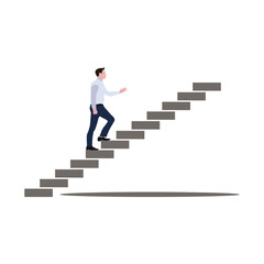Businessman Halfway Up the Career Ladder &ndash; Flat Design