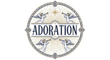 Obraz premium Adoration Emblem with Angelic Figures and Intricate Design Elements