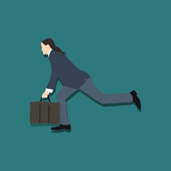 Fototapeta premium Businessman Running Fast with Briefcase Like a Rocket – Flat Vector