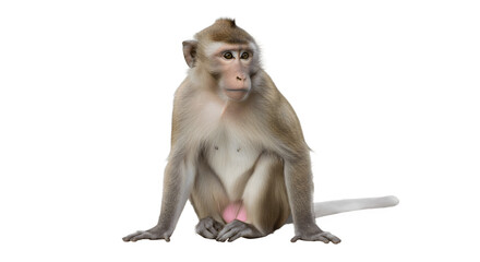 A captivating portrait of a macaque monkey sitting calmly.