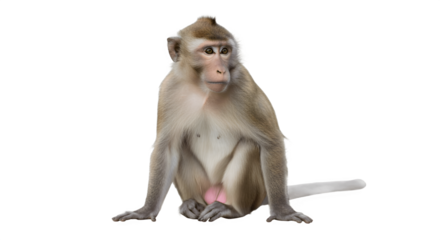 A captivating portrait of a macaque monkey sitting calmly.