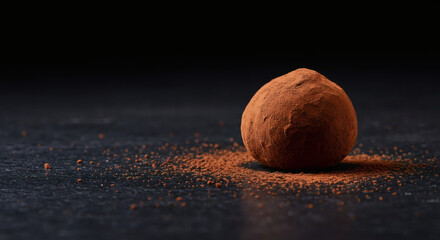 Indulgent cocoa dusted chocolate truffle with rich texture, a decadent treat for gourmet lovers and sweet cravings