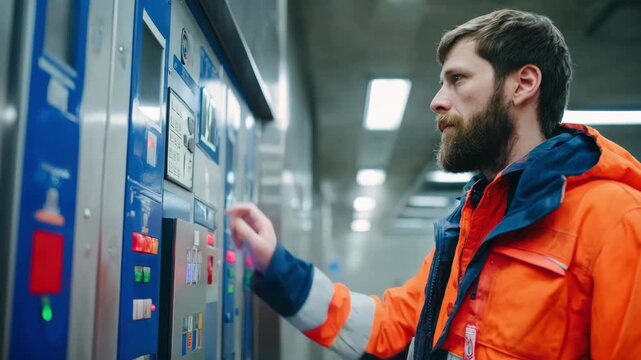 Technician performing routine check on a modern video intercom system ensuring clear communication and optimal functionality in a residential building.