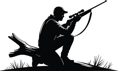 Fototapeta premium Hunter aiming rifle with a distinctive silhouette
