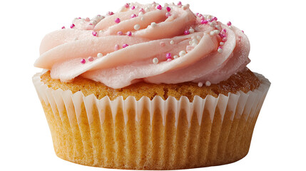 Birthday cupcake with candle on light grey table against blurred lights. Space for text