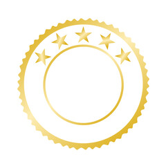 Gold Badge Emblem with Five Stars – Premium Quality Label Vector
