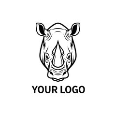 Fototapeta premium Bold Rhinoceros Head Logo: Strong, Iconic Emblem for Brand Identity