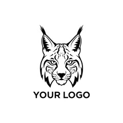 Obraz premium Minimalist graphic of a lynx head illustration with custom text placeholder