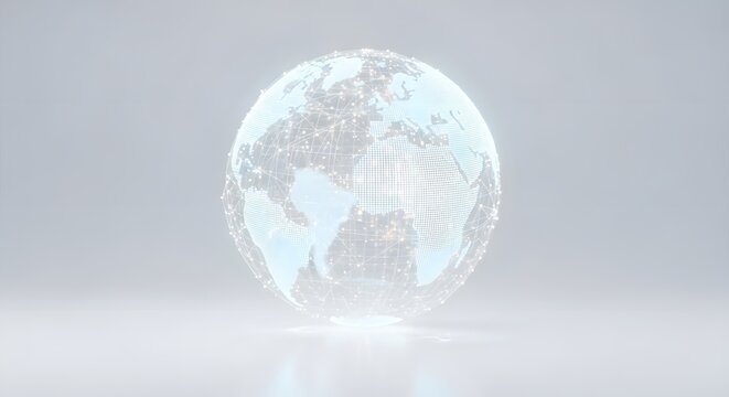A stunning digital representation of the world as a glowing sphere, capturing a sense of global connectivity and technological advancement