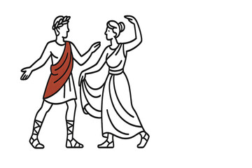 Fototapeta premium traditional Italy roman costumes perform a traditional dance-minimalist logo design and transparent background