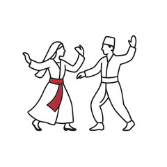 traditional Türkiye costumes perform a traditional dance-minimalist logo design and transparent background