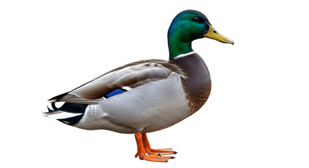 Fototapeta premium Beautiful Mallard Duck Standing Gracefully on a White Background.