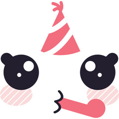 Whimsical Cartoon Face With Party Hat Blowing A Party Blower On A Transparent Background