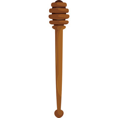 Wooden Honey Dipper Wand with Circular Grooves and Long Handle for Serving Sweetener in a Studio Setting