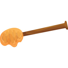 Wooden honey dipper with dripping golden honey isolated on a transparent background showing a rustic kitchen utensil for sweetening food