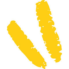 Two Bold Yellow Brush Stroke Elements Isolated on White Transparent Background Abstract Art Textured Design