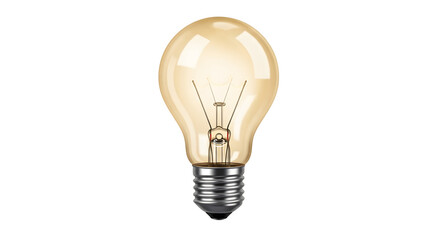 Classic Incandescent Light Bulb With Visible Filament And Amber Glass.