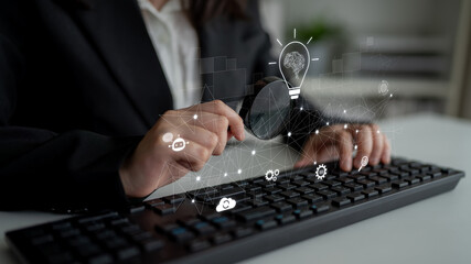 AI innovation with neural network and digital transformation. AI innovation drives automation, powers ideas, AI innovation enhances SEO, and AI innovation enables global connection. Latch