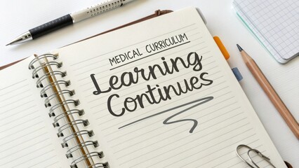 Medical Curriculum Development with Notepad, Learning Continues Concept and Education Focus in Modern Health Training Setting