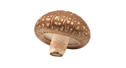 Close up of a fresh shiitake mushroom isolated on white background.