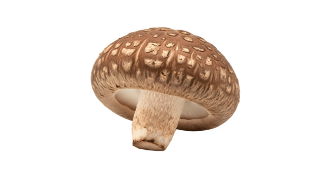 Close up of a fresh shiitake mushroom isolated on white background.
