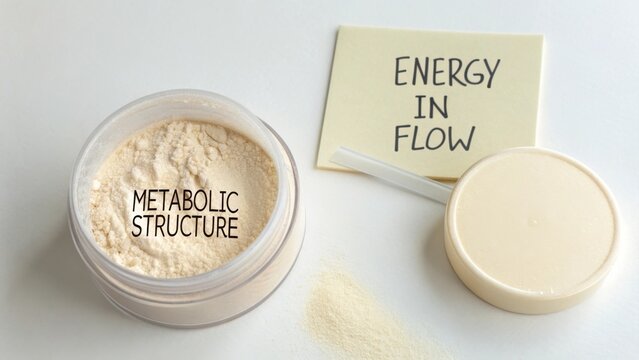 Metabolic structure supplement with creamy texture and energy in flow concept for health and nutrition enhancement in lifestyle choices