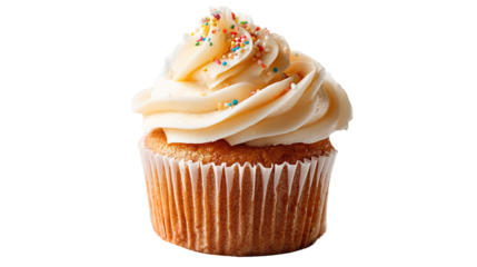 Birthday cupcake with candle on light grey table against blurred lights. Space for text