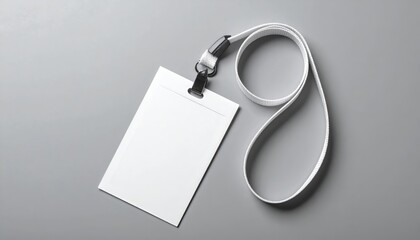 Badge id mockup, name tag lanyard identification card on grey background.