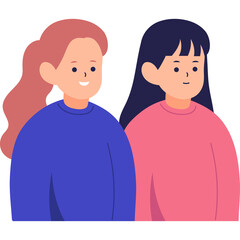 Two Young Women Standing Side By Side Wearing Casual Sweaters On A Transparent Background