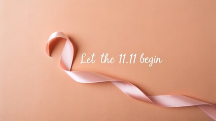 Peach Background with Pink Ribbon and Text