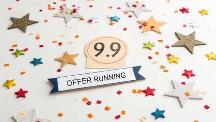 Promotion display with rating and offer text