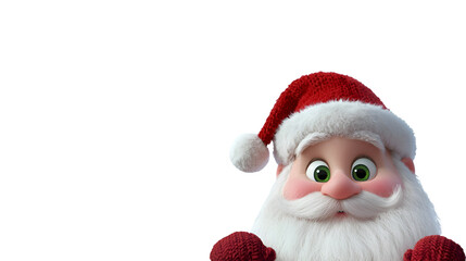 Adorable Santa Claus illustration featuring a fluffy white beard, red hat and gloves, perfect for holiday cards, festive marketing, and seasonal decorations.