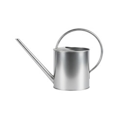 Elegant shiny steel watering can isolated against a dark backdrop for plant care purposes