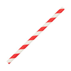 Festive red and white striped drinking straw on a minimalistic setting for celebrations