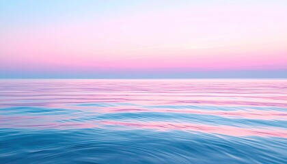 Obraz premium Serene Ocean Sunset Over Calm Water With Pink And Blue Hues Viewed From Tropical Deck