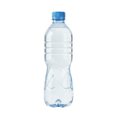 Naklejka premium Hydration essential clear plastic water bottle with blue cap on a simple modern design