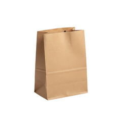 Isolated brown paper bag studio shot, ideal for shopping takeout and ecological packaging