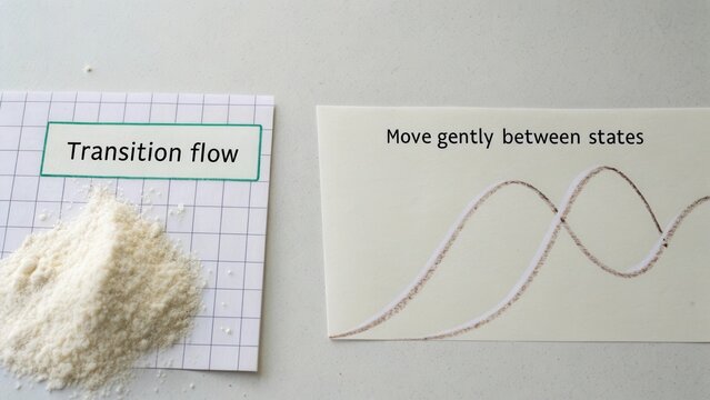 Transition Flow and State Changes Concept with Powder and Wave Illustration in Scientific Approach for Education and Understanding