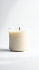 Clear glass candle, cream-colored wax
