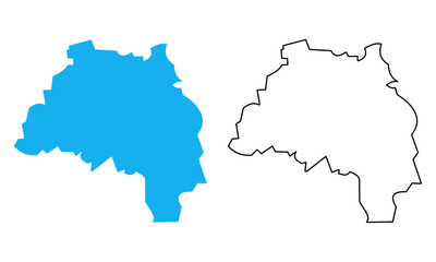 Fototapeta premium Map of Tyne and Wear an administrative county of England. Map with detailed outlines and blue silhouettes