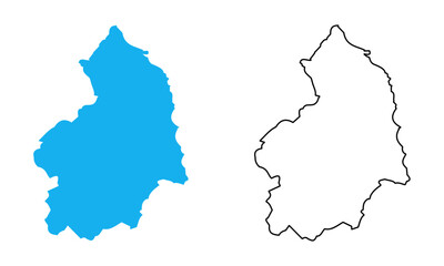 Fototapeta premium Map of Northumberland an administrative county of England. Map with detailed outlines and blue silhouettes