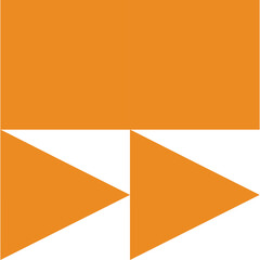 Two Orange Triangle Arrows Pointing Right On A White Background Showing Direction And Movement With A Solid Orange Bar Above