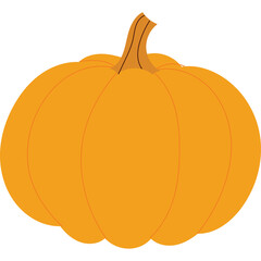 Vibrant Orange Pumpkin With Textured Stem On Transparent Background Isolated Full Shot Realistic Detail