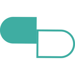 Teal And White Pill Capsule Medical Symbol Graphic On White Background