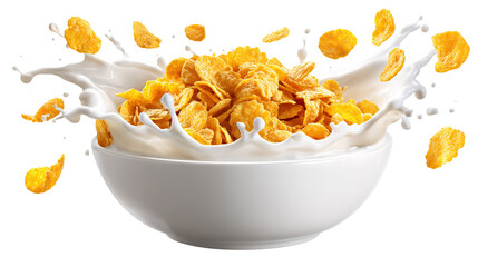 Pouring milk into the white bowl with healthy chocolate granola, breakfast time, splashes