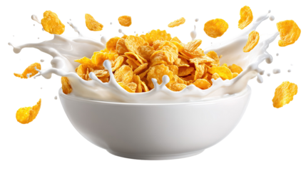 Pouring milk into the white bowl with healthy chocolate granola, breakfast time, splashes