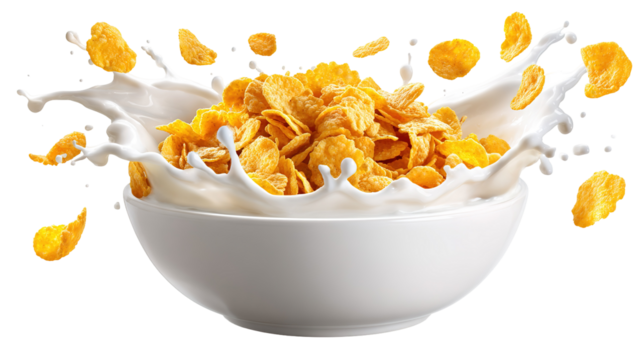 Pouring milk into the white bowl with healthy chocolate granola, breakfast time, splashes