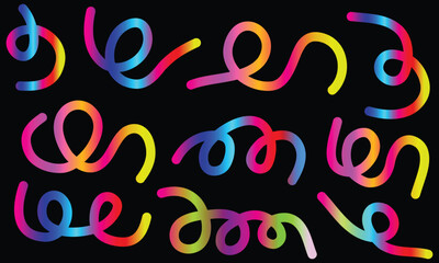 Obraz premium Vector Background with Rainbow Wave Shapes. Graphic Pattern of 3D Wavy Elements,3D Gradient Wave Line Background,Colorful Curved Gradient Line Design