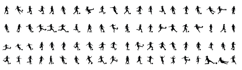 Icon Set Women Football Player Silhouette © Panji